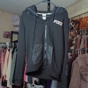 PINK Victoria's Secret Black Hoodie Jacket